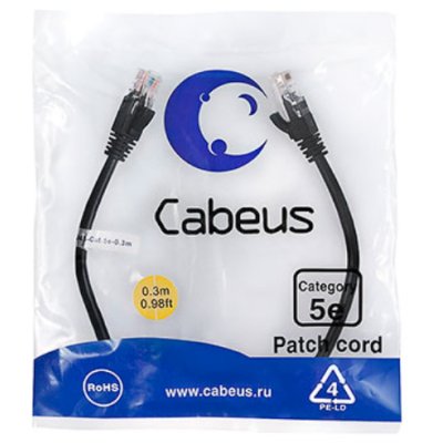 патч-корд Cabeus PC-UTP-RJ45-CAT.5E-0.3M-BK Черный