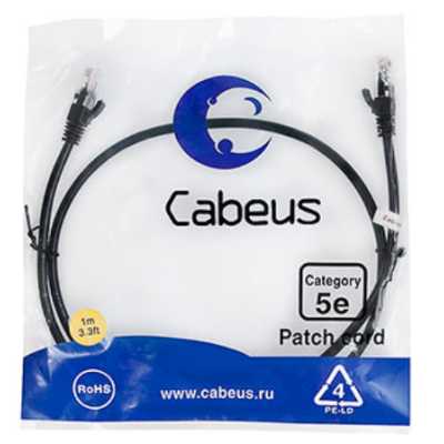 патч-корд Cabeus PC-UTP-RJ45-CAT.5E-1M-BK Черный