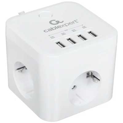 сетевой фильтр Cablexpert Cube CUBE-3-U4-W-1.5 белый