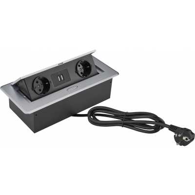 розетка для столешницы Cactus CS-SOCKET-EU/USBA-GY