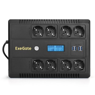 ИБП ExeGate Neo Smart LHB-800.LCD.AVR.8SH.CH.USB Черный