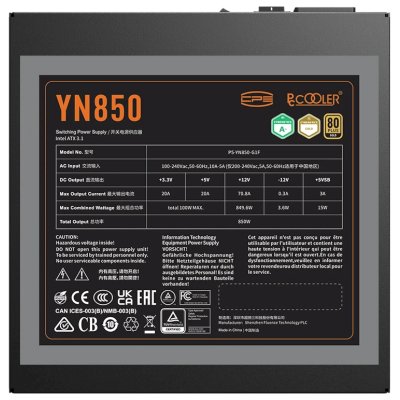 блок питания PCcooler YN850 850W P5-YN850-G1F Черный