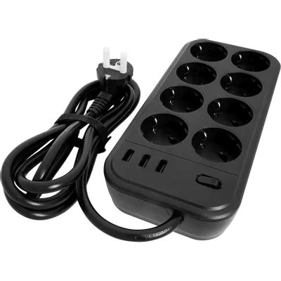 сетевой фильтр PowerCom SP-08 USB03AB 3m черный